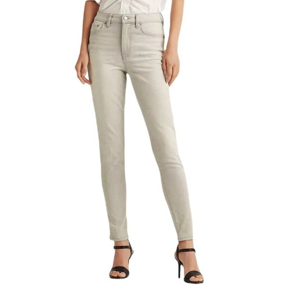 Lauren Ralph Lauren Super Stretch High Rise Skinny Ankle Jean Soft Grey 16 / 33W - Picture 4 of 5